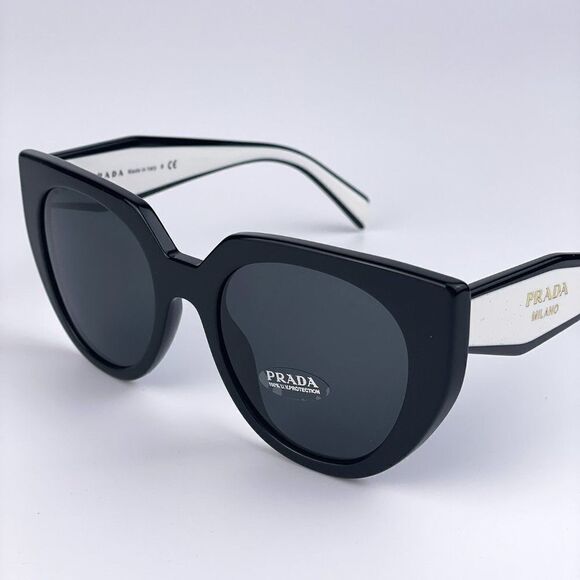 NEW Prada PR14WS 09Q-5S0 Black Talc Gray Cat Eye Oversized Women Sunglasses - Picture 2 of 12